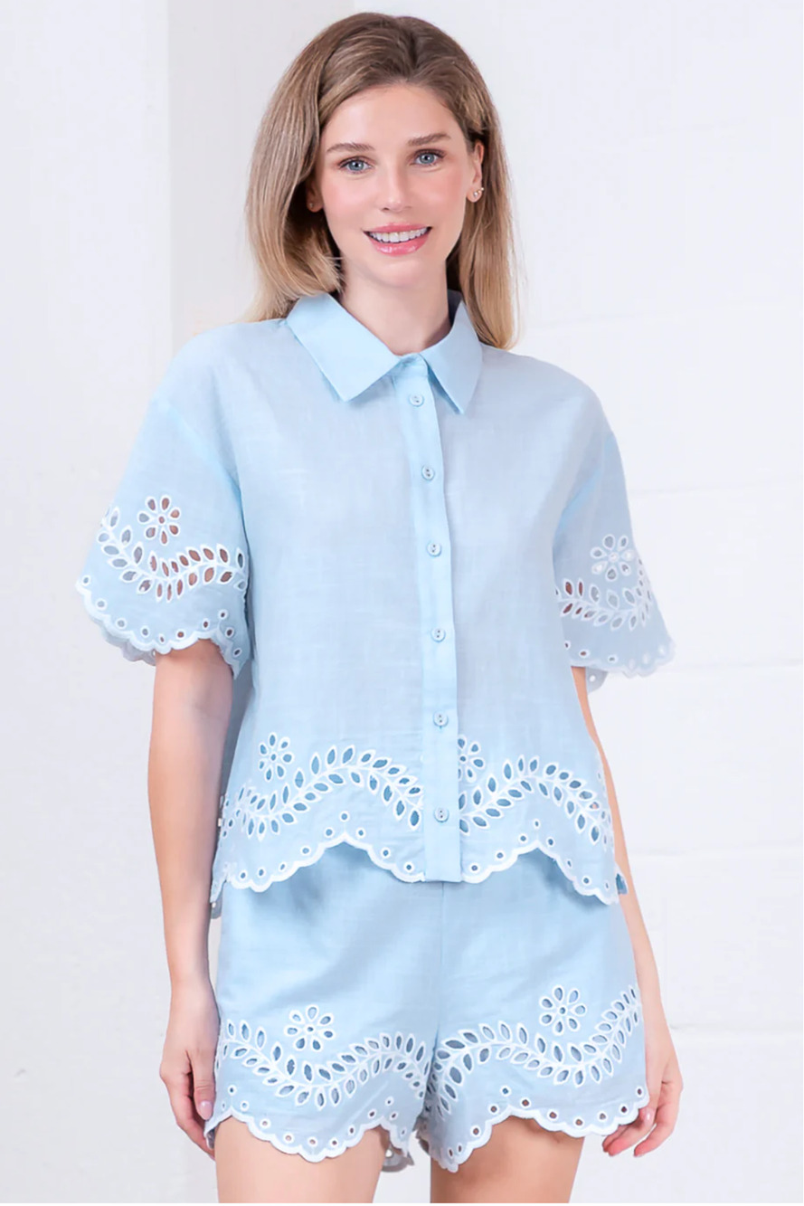 Short Sleeve Collar Button Up